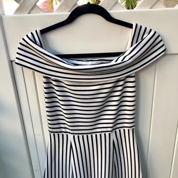 10 Crosby Derek Lam Striped Off Shoulder MIDI Dress