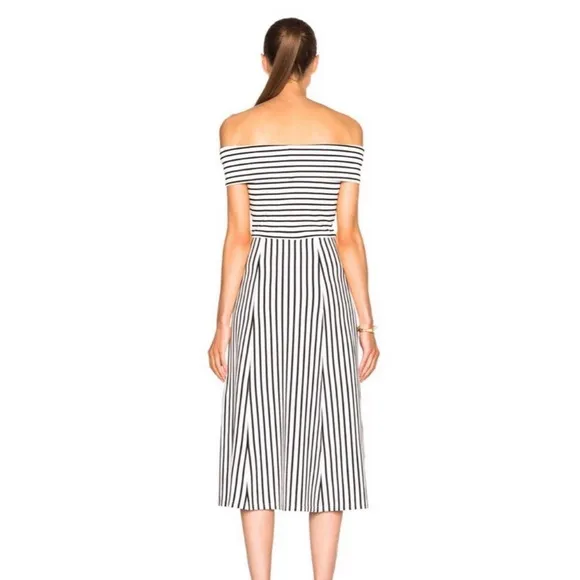 10 Crosby Derek Lam Striped Off Shoulder MIDI Dress