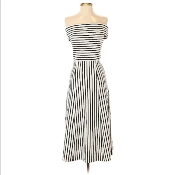 10 Crosby Derek Lam Striped Off Shoulder MIDI Dress