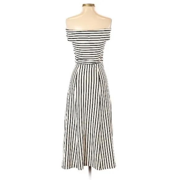 10 Crosby Derek Lam Striped Off Shoulder MIDI Dress