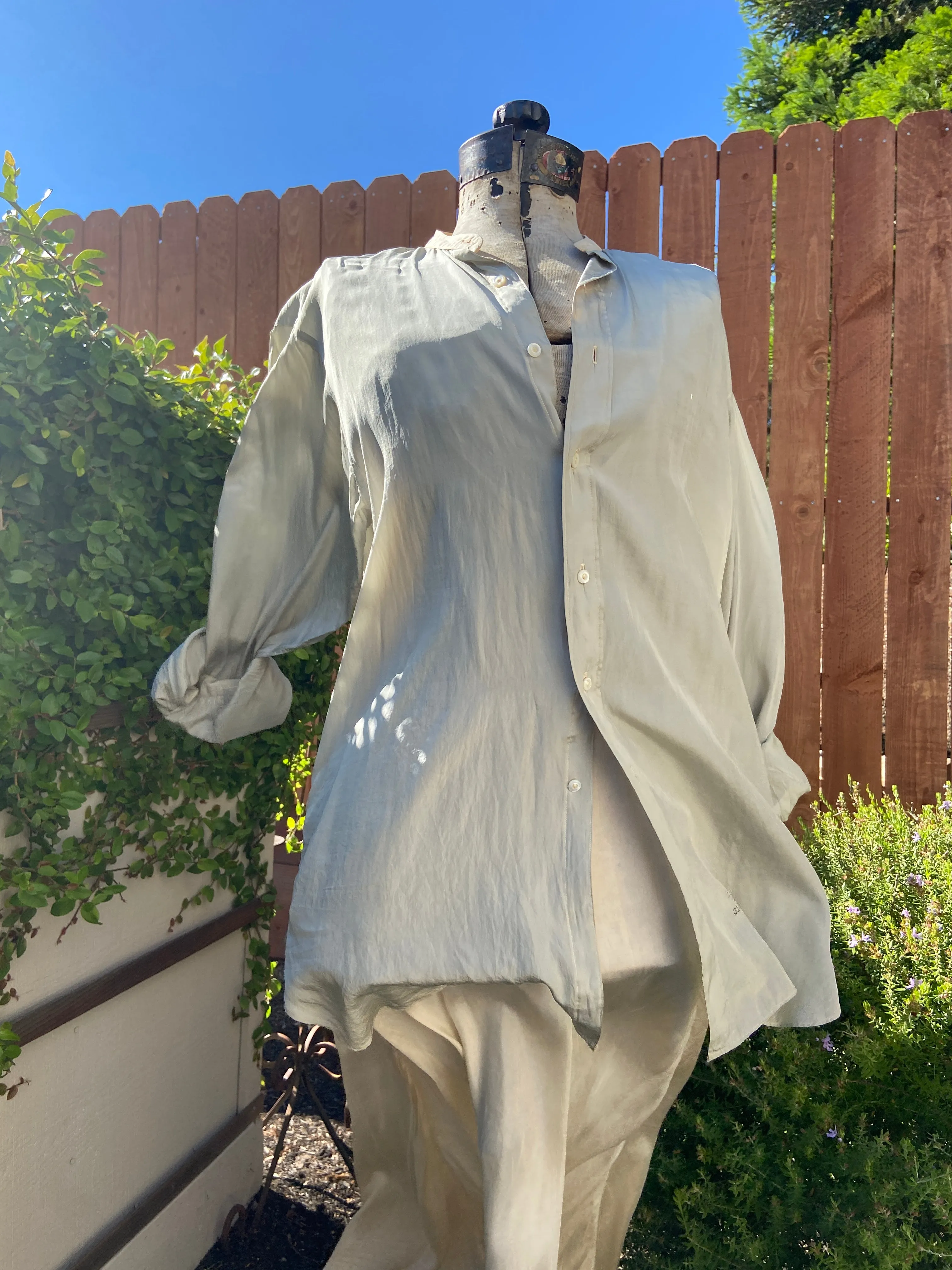 1910s/20s 'Trafalgar' Minty Silk Dress Shirt