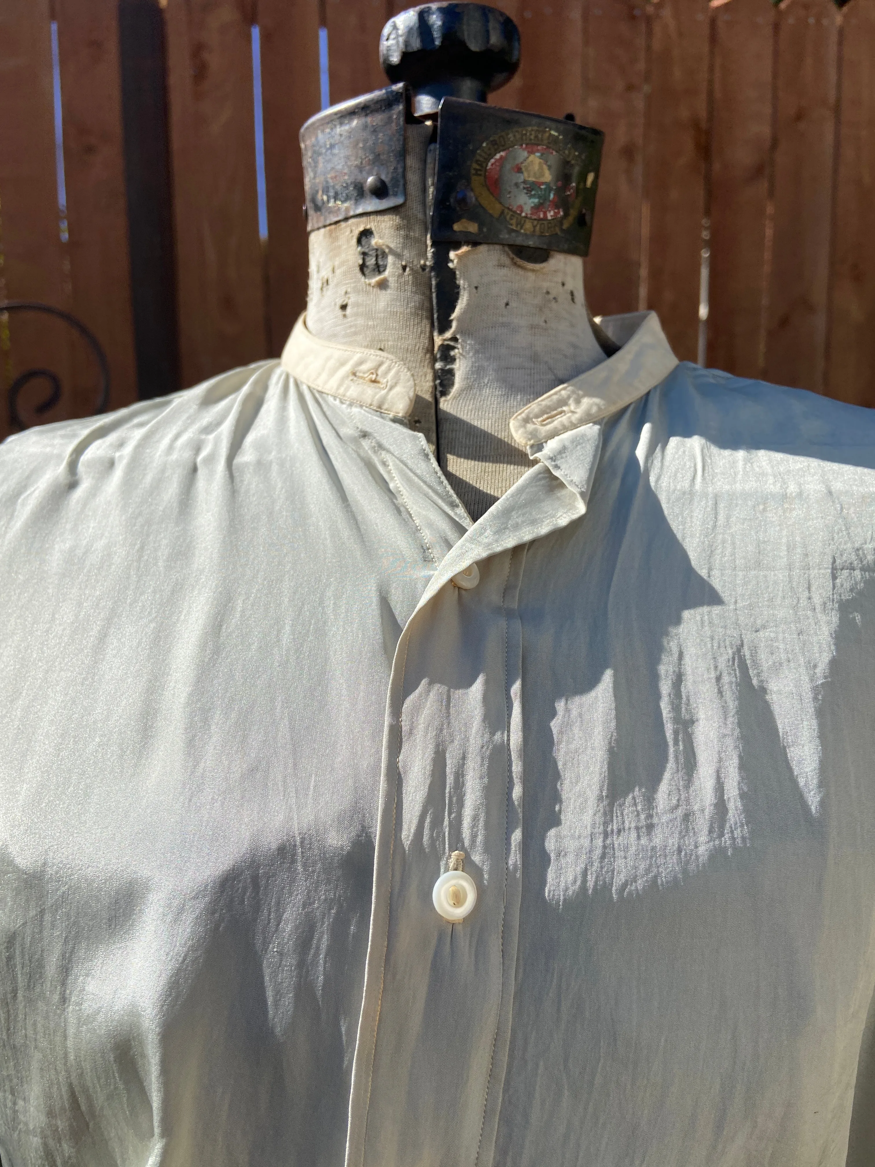 1910s/20s 'Trafalgar' Minty Silk Dress Shirt
