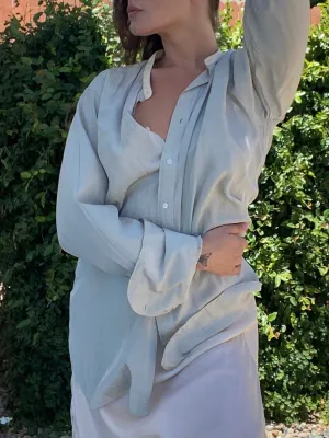 1910s/20s 'Trafalgar' Minty Silk Dress Shirt