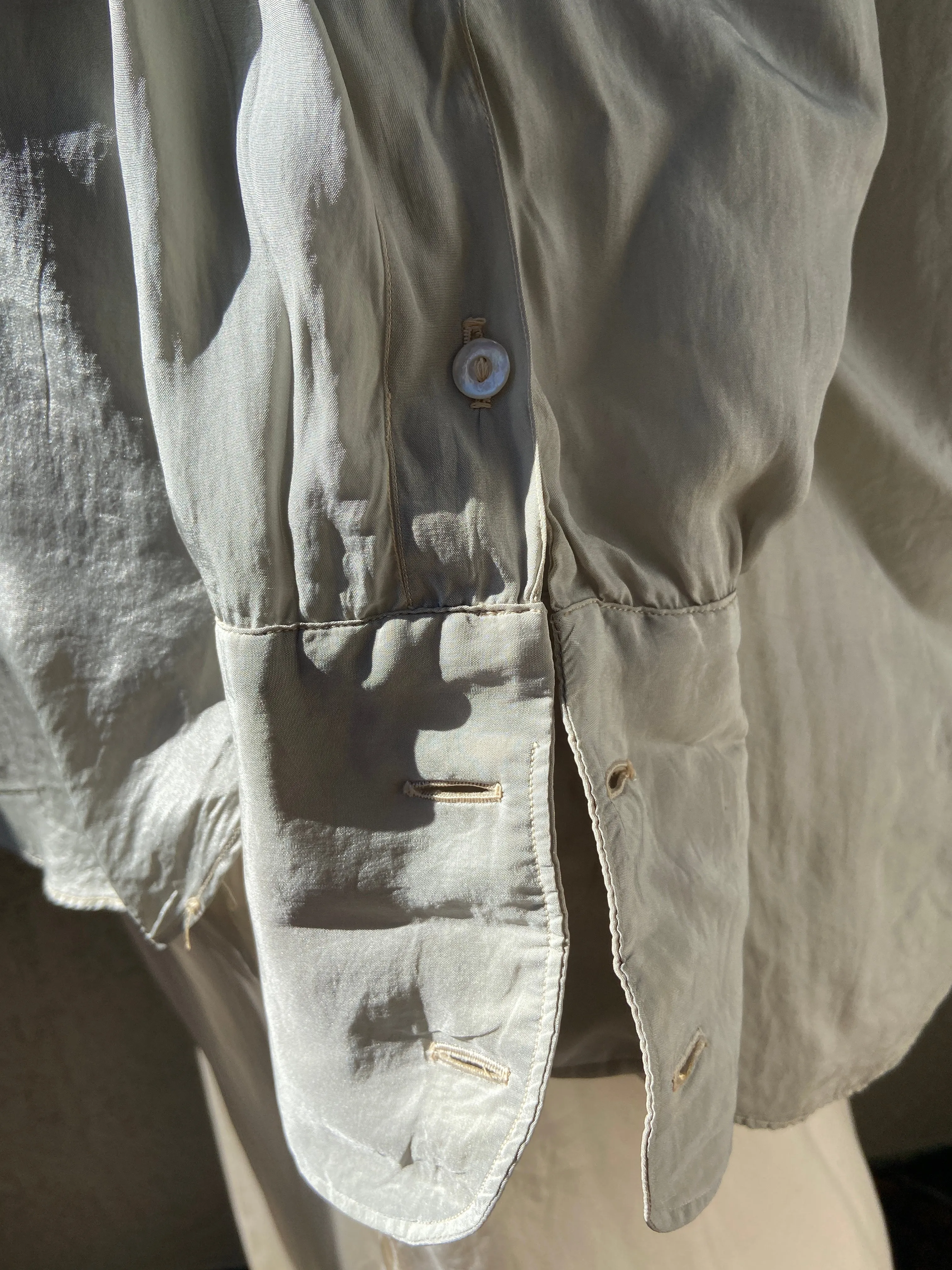 1910s/20s 'Trafalgar' Minty Silk Dress Shirt
