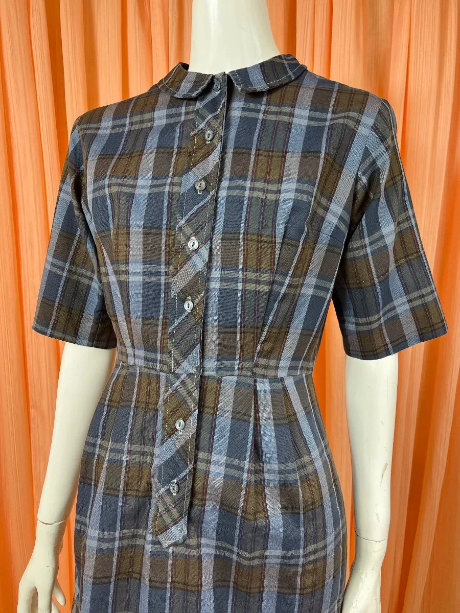 1950's Plaid Wiggle Dress
