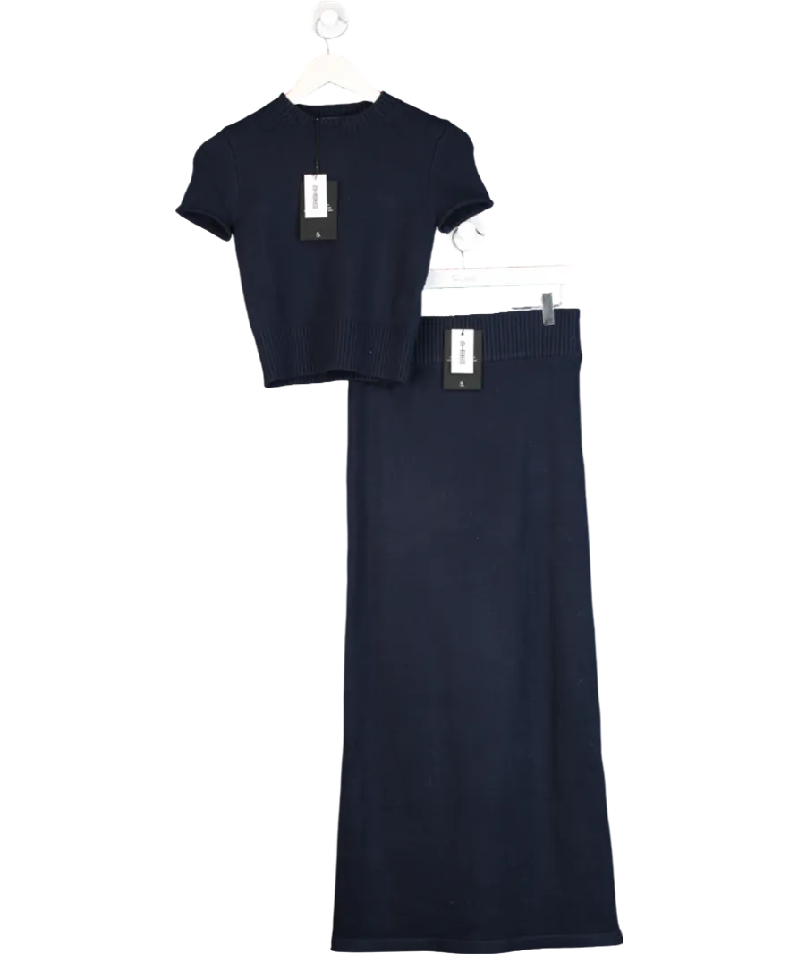 4th & Reckless Blue Navy Knitted Maxi Skirt- Sandi & Navy Knitted Short Sleeve Top- Sandi UK 8