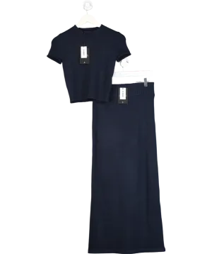 4th & Reckless Blue Navy Knitted Maxi Skirt- Sandi & Navy Knitted Short Sleeve Top- Sandi UK 8