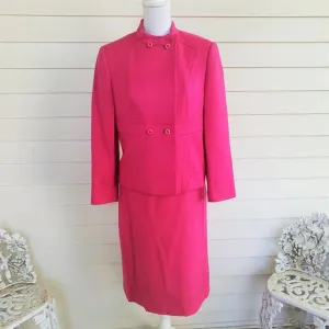 60s Style Hot Pink Jacket / Skirt Suit Set German Made