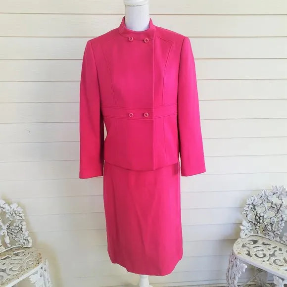 60s Style Hot Pink Jacket / Skirt Suit Set German Made