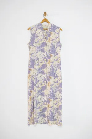 90's LAVENDER WATERCOLOR DRESS/DUSTER / LARGE