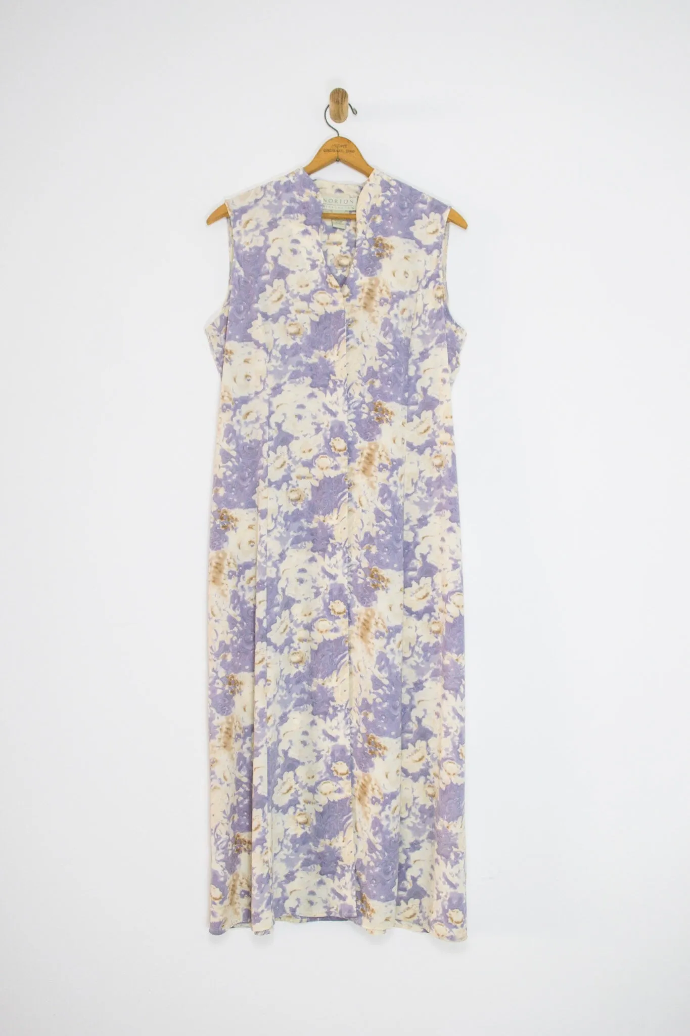 90's LAVENDER WATERCOLOR DRESS/DUSTER / LARGE