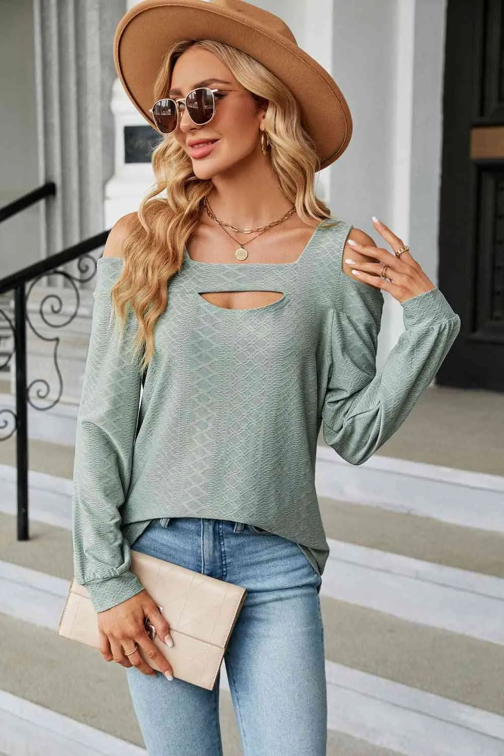 A Texture in Time Blouse- 8 Colors (Pink, Navy, Black, Chestnut, Sage, Wine, Cream, Blush)