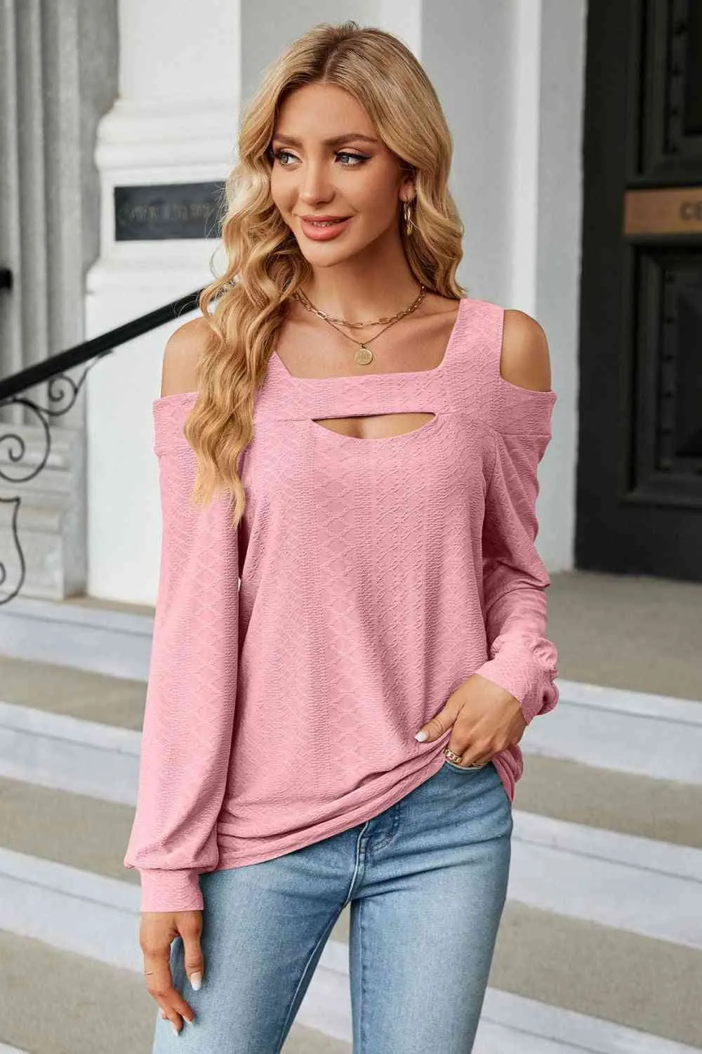 A Texture in Time Blouse- 8 Colors (Pink, Navy, Black, Chestnut, Sage, Wine, Cream, Blush)