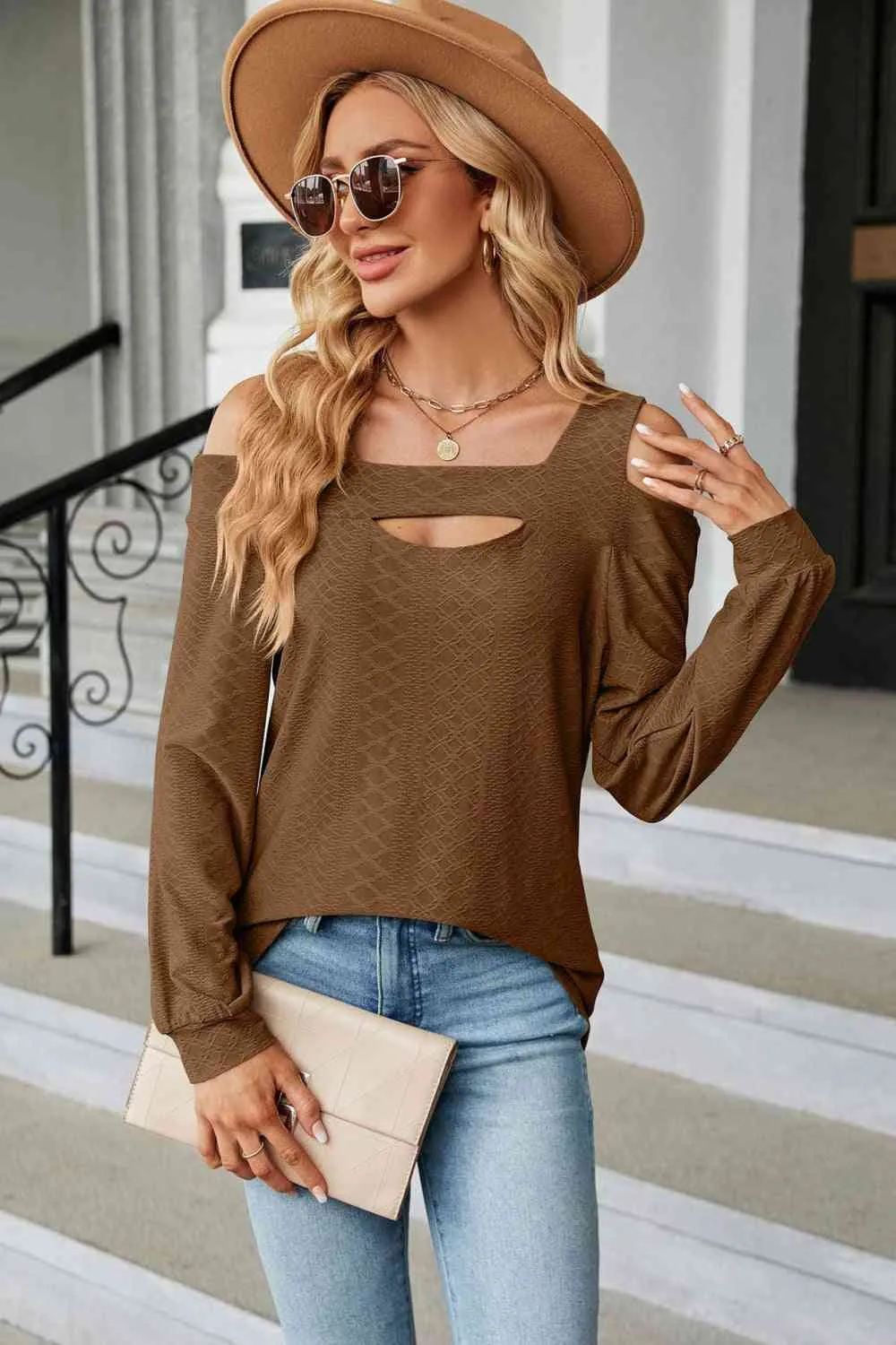 A Texture in Time Blouse- 8 Colors (Pink, Navy, Black, Chestnut, Sage, Wine, Cream, Blush)