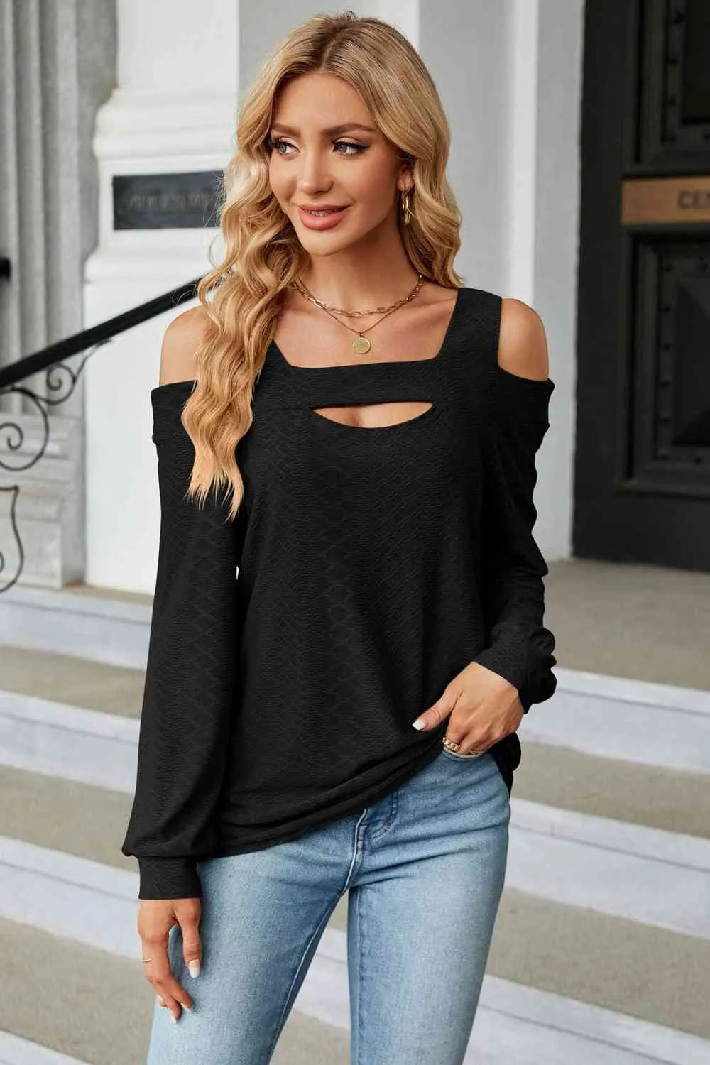 A Texture in Time Blouse- 8 Colors (Pink, Navy, Black, Chestnut, Sage, Wine, Cream, Blush)