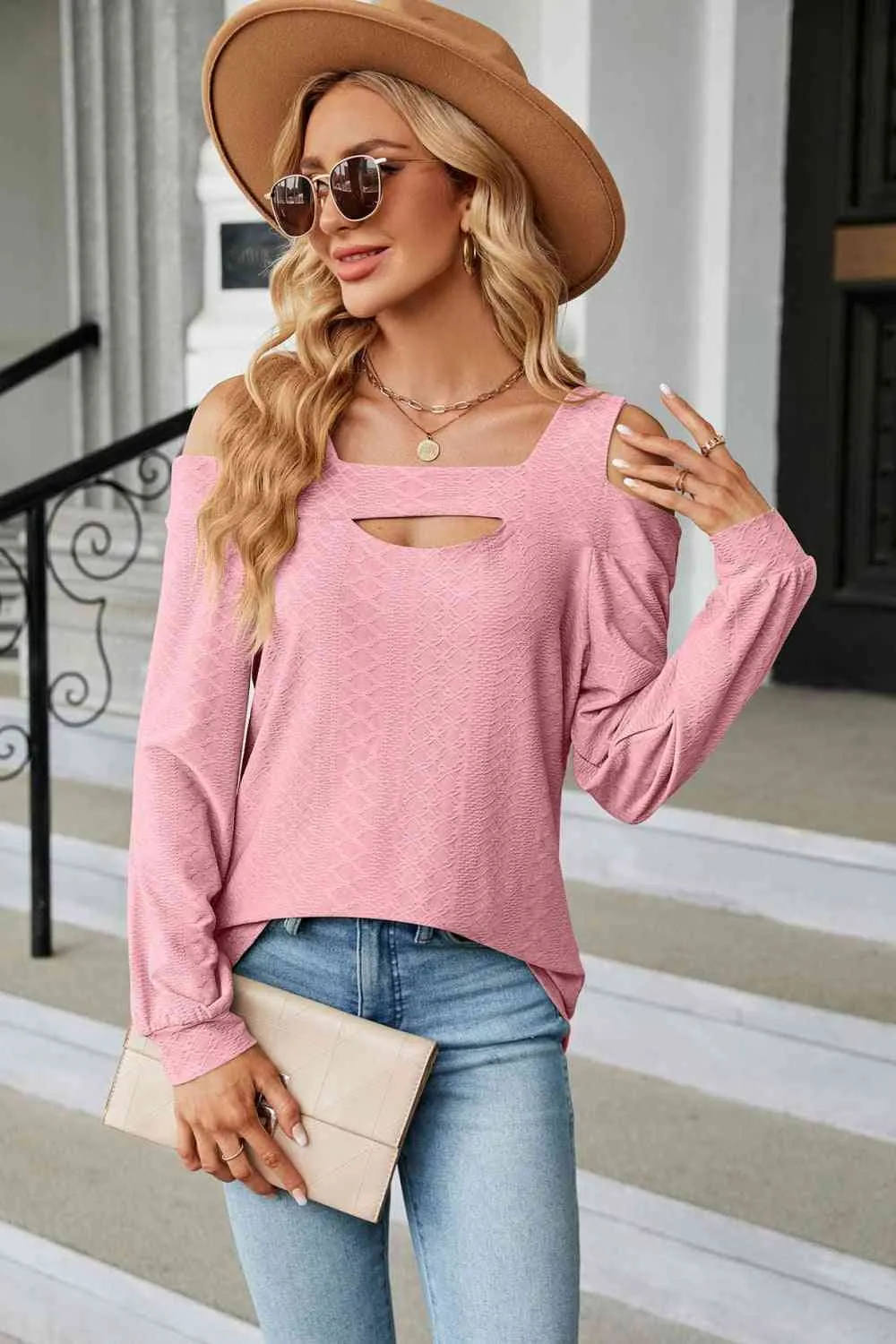 A Texture in Time Blouse- 8 Colors (Pink, Navy, Black, Chestnut, Sage, Wine, Cream, Blush)