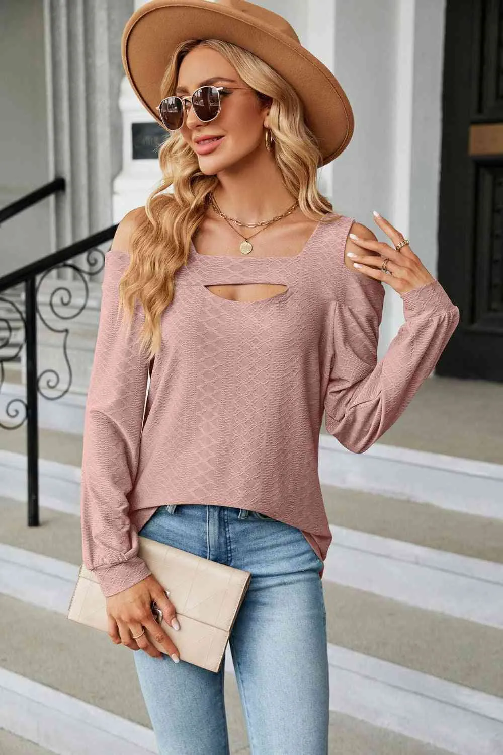 A Texture in Time Blouse- 8 Colors (Pink, Navy, Black, Chestnut, Sage, Wine, Cream, Blush)