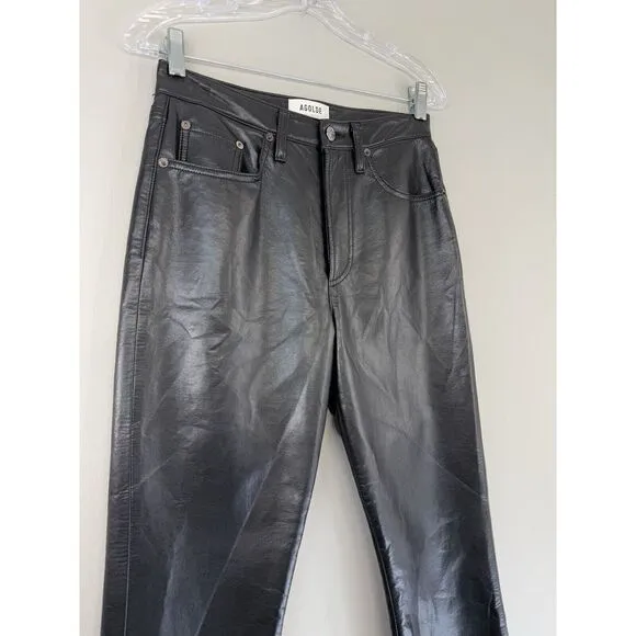 AGOLDE Recycled Leather Blend Relaxed Boot Detox Pant Women’s 25 Black‎