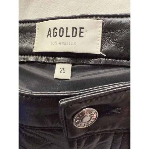 AGOLDE Recycled Leather Blend Relaxed Boot Detox Pant Women’s 25 Black‎