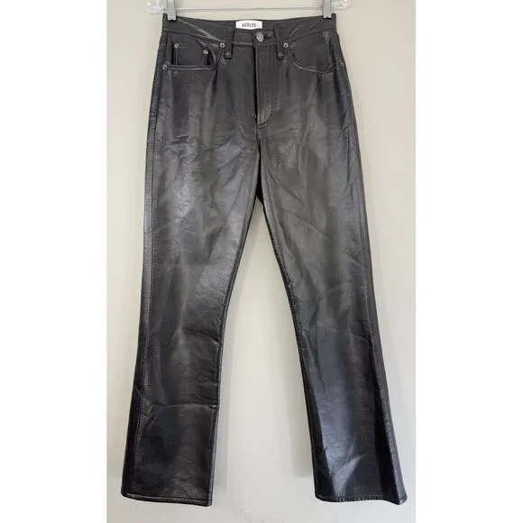 AGOLDE Recycled Leather Blend Relaxed Boot Detox Pant Women’s 25 Black‎