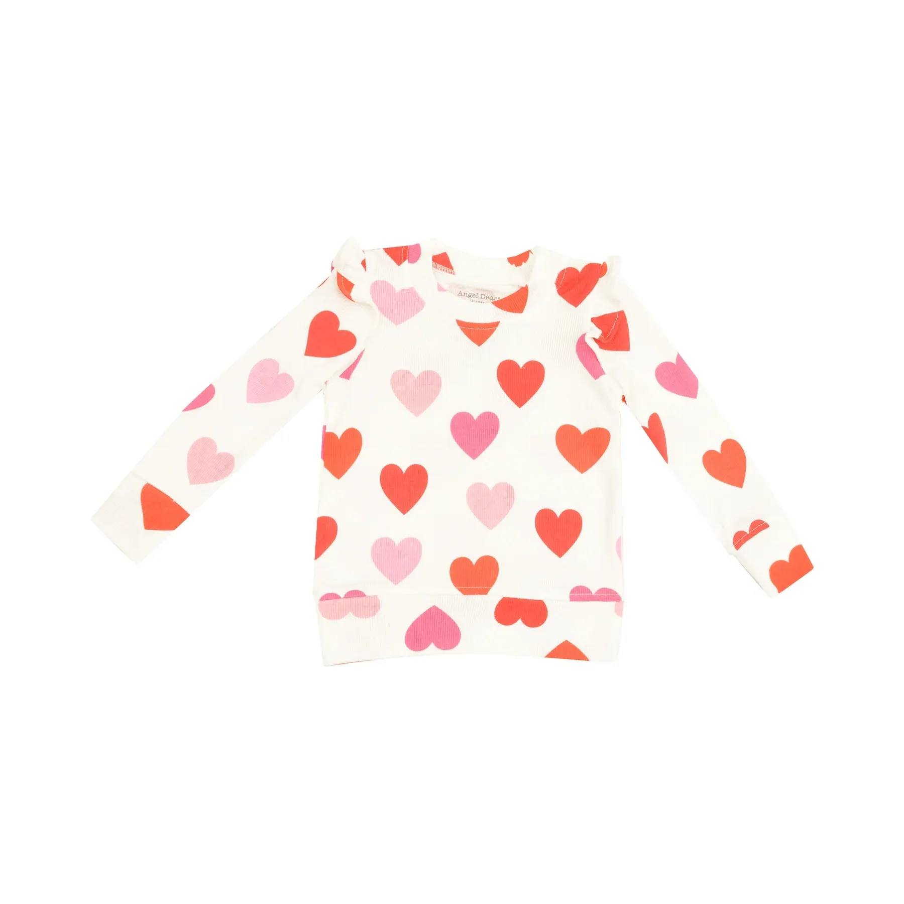 Angel Dear Big Heart Ruffle Shoulder Top