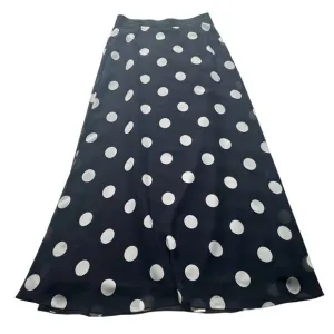 Ann Taylor Factory Navy Blue White Polka Dot Maxi Skirt NWT Size Small