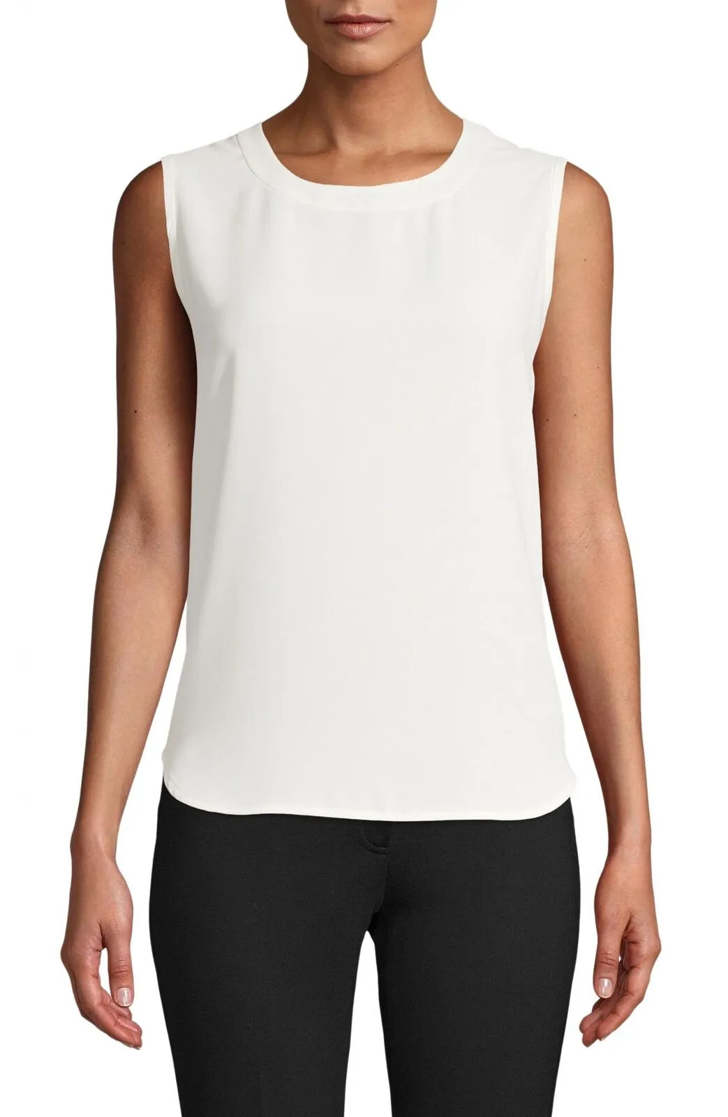 Anne Klein Womens U-neck Shell Blouse 10706056 Anne White L