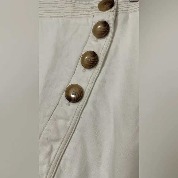 Anthropologie Elegant White Button-Detail Wrap Skirt Size 2