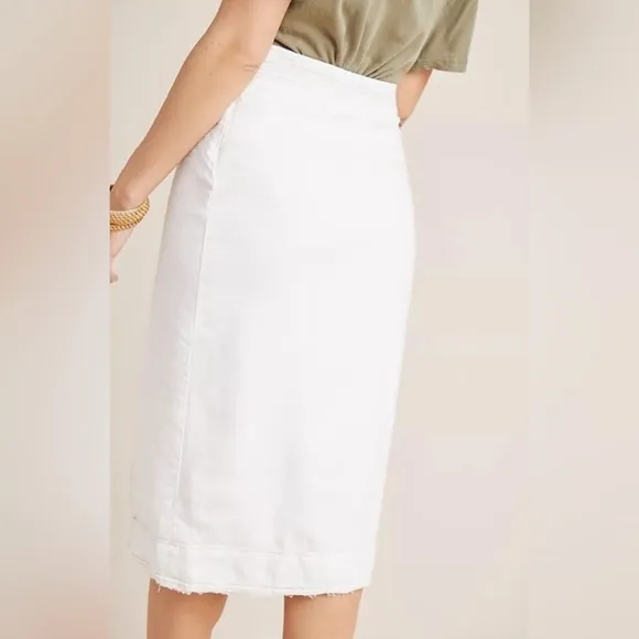 Anthropologie Elegant White Button-Detail Wrap Skirt Size 2