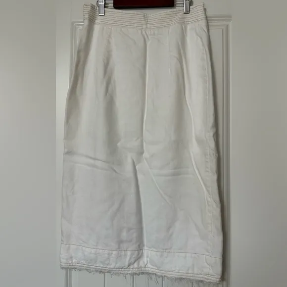 Anthropologie Elegant White Button-Detail Wrap Skirt Size 2