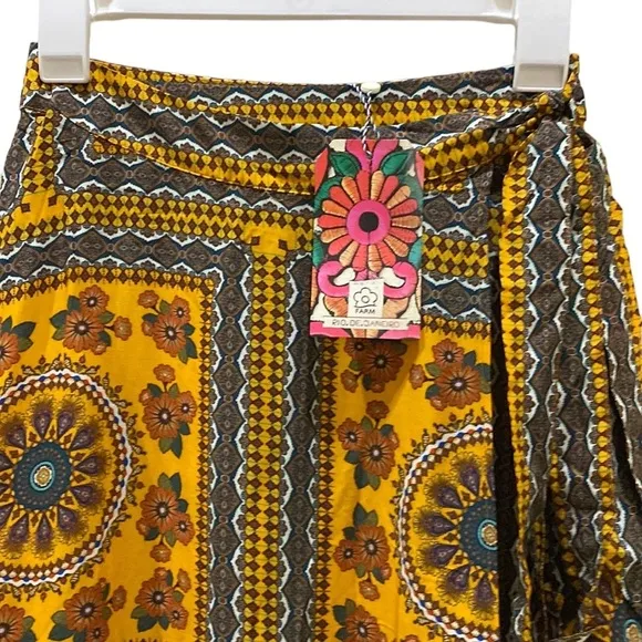 Anthropologie farm rio wrap skirt size xs Suncatcher Yellow Wrap Midi Skirt