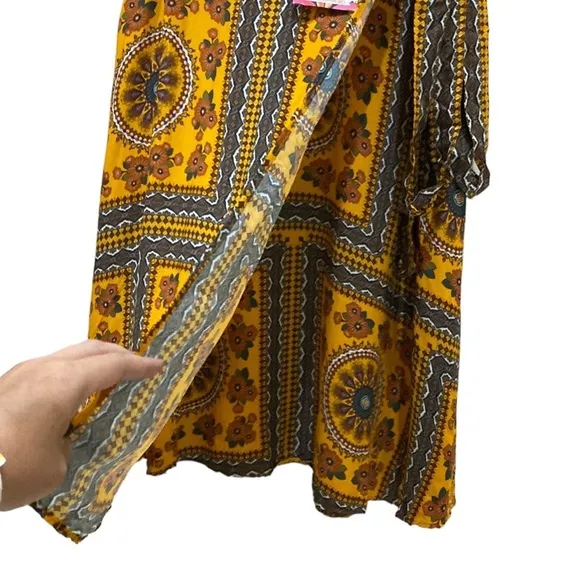 Anthropologie farm rio wrap skirt size xs Suncatcher Yellow Wrap Midi Skirt