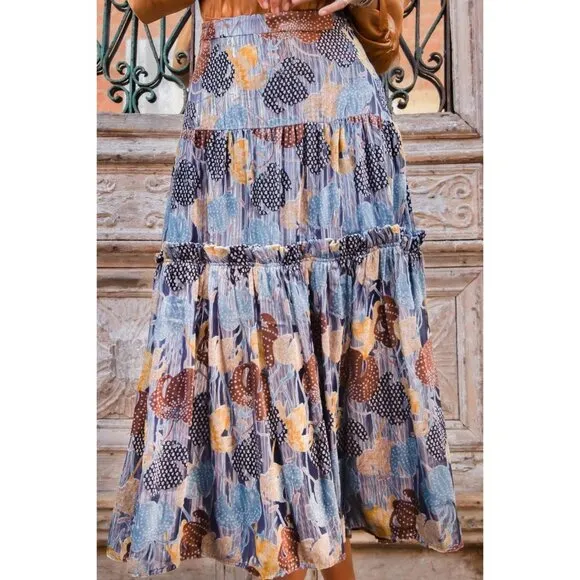 Anthropologie Fenella Maxi Tiered Floral Velvet Skirt by Eva Franco