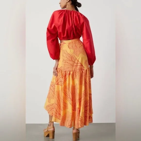 Anthropologie | Hutch Printed Wrap Maxi Skirt | Size: Small | Color: Orange