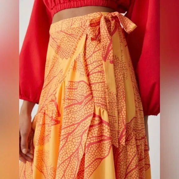 Anthropologie | Hutch Printed Wrap Maxi Skirt | Size: Small | Color: Orange