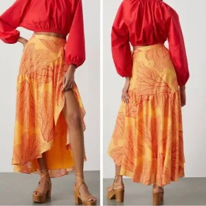 Anthropologie | Hutch Printed Wrap Maxi Skirt | Size: Small | Color: Orange