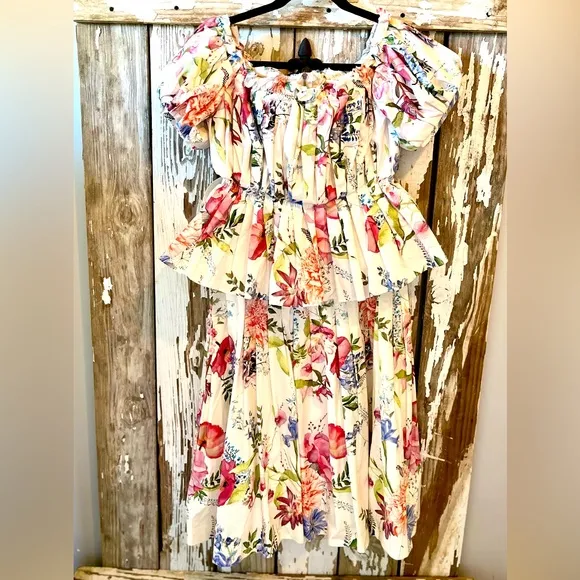Antonio Melani Kayla floral print off shoulder top &amp; skirt