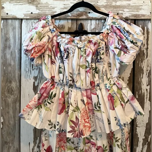 Antonio Melani Kayla floral print off shoulder top &amp; skirt