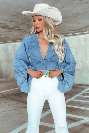 Ari Denim Top -Medium wash