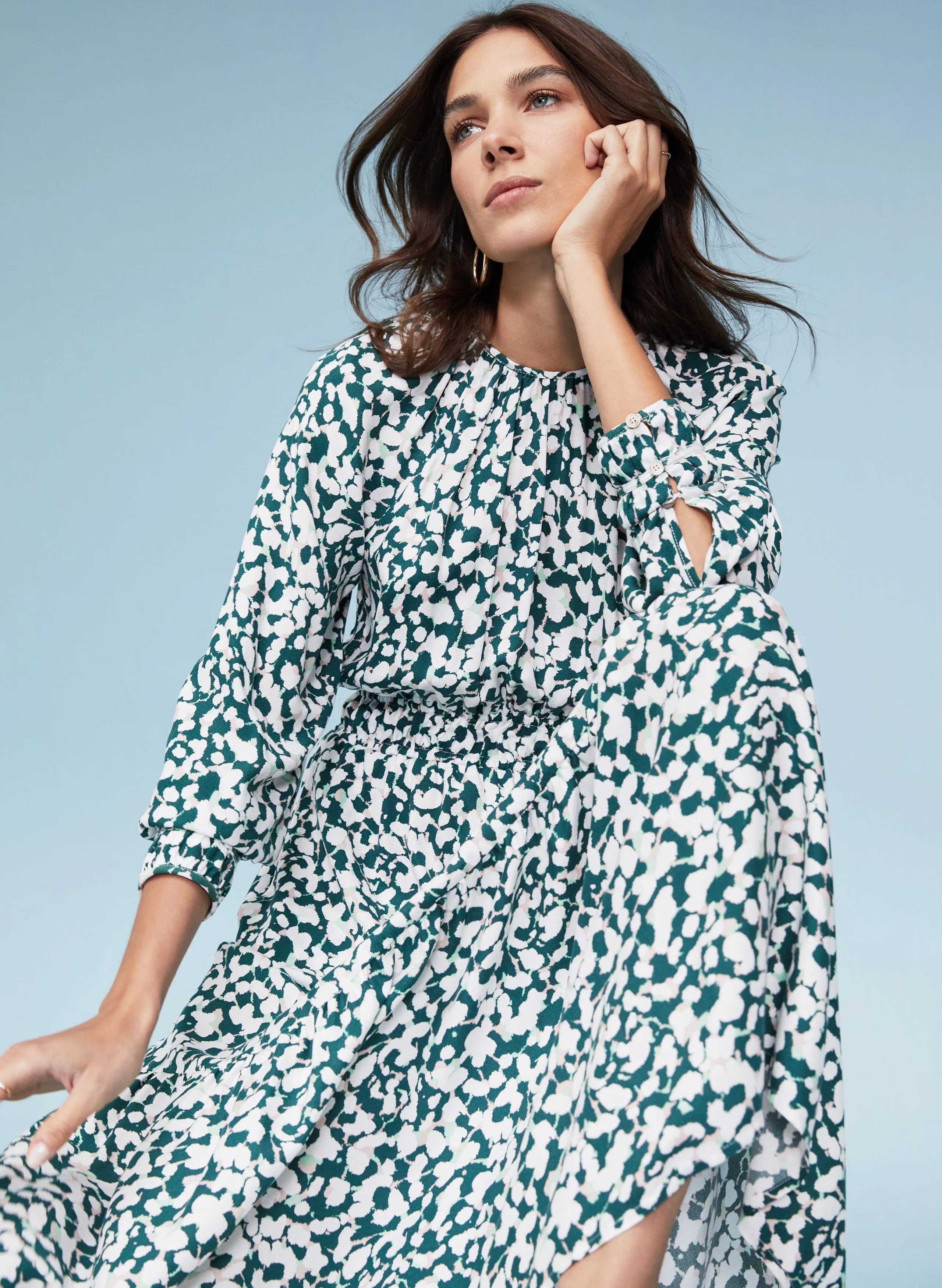 Aubriella LENZING™ ECOVERO™ Dress | Green Petal Leopard