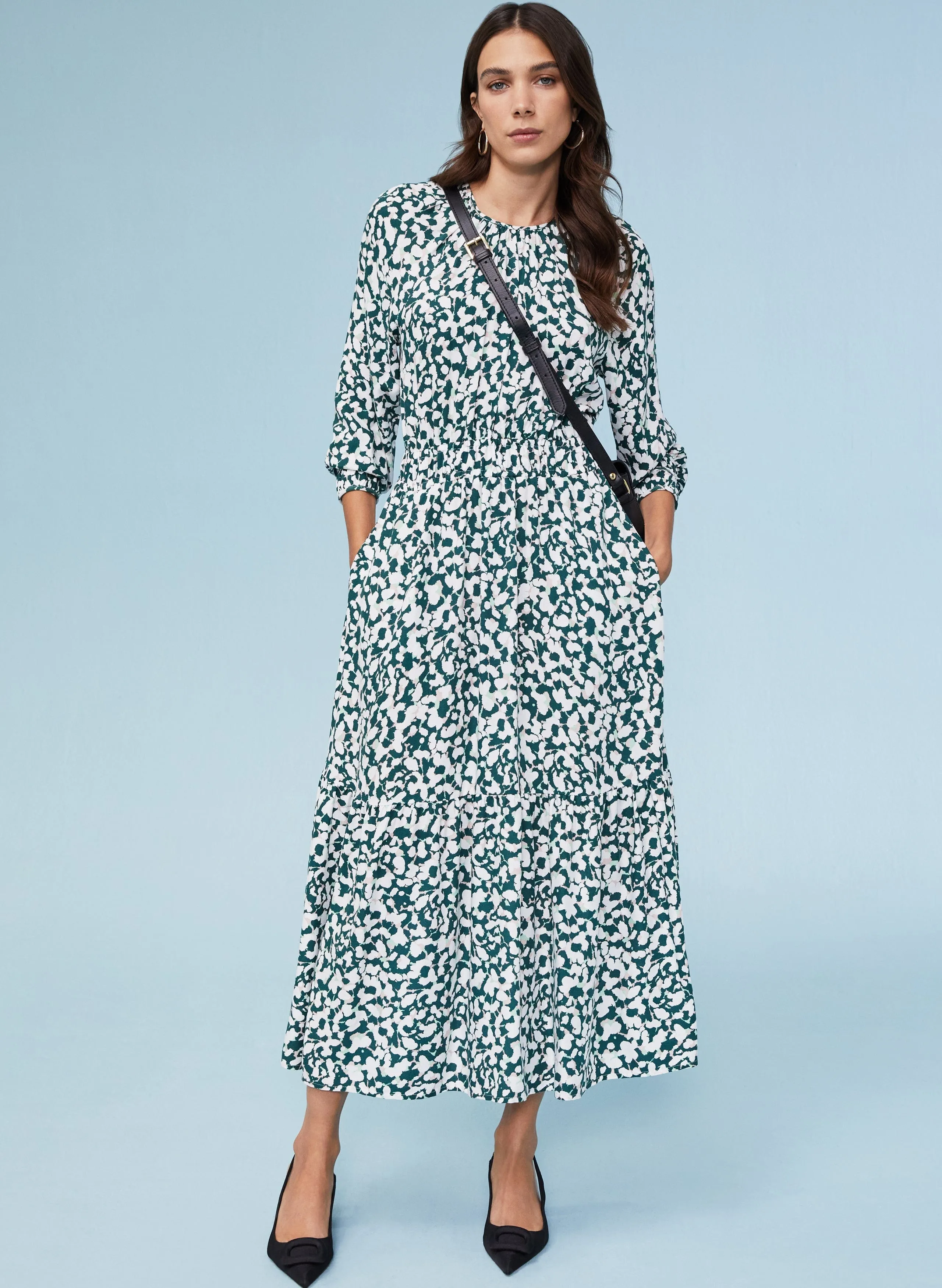 Aubriella LENZING™ ECOVERO™ Dress | Green Petal Leopard
