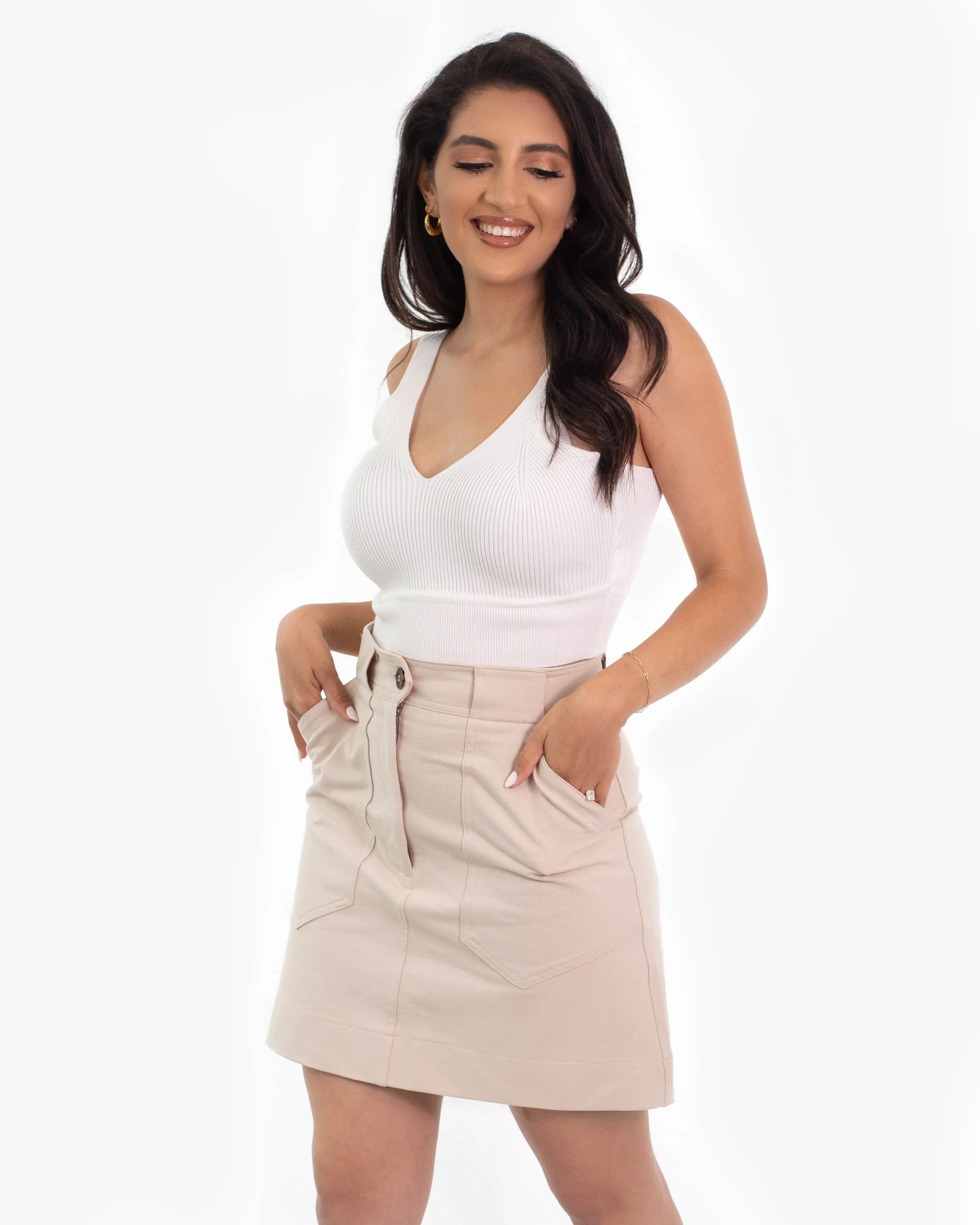 Ava Crop Tank White
