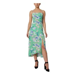 BCBGENERATION Womens Green Ponte-knit Leg Slit Hem Spaghetti Strap Midi Dress 2