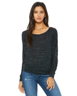 Bella Canvas Ladies Long Sleeve Off The Shoulder Top | Black Marble
