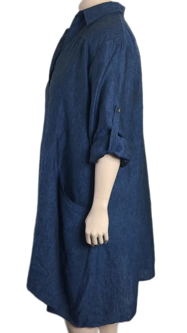 Bianco Levrin Italy Linen Shirtdress / Duster