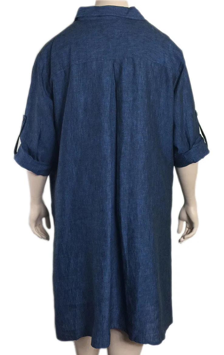 Bianco Levrin Italy Linen Shirtdress / Duster