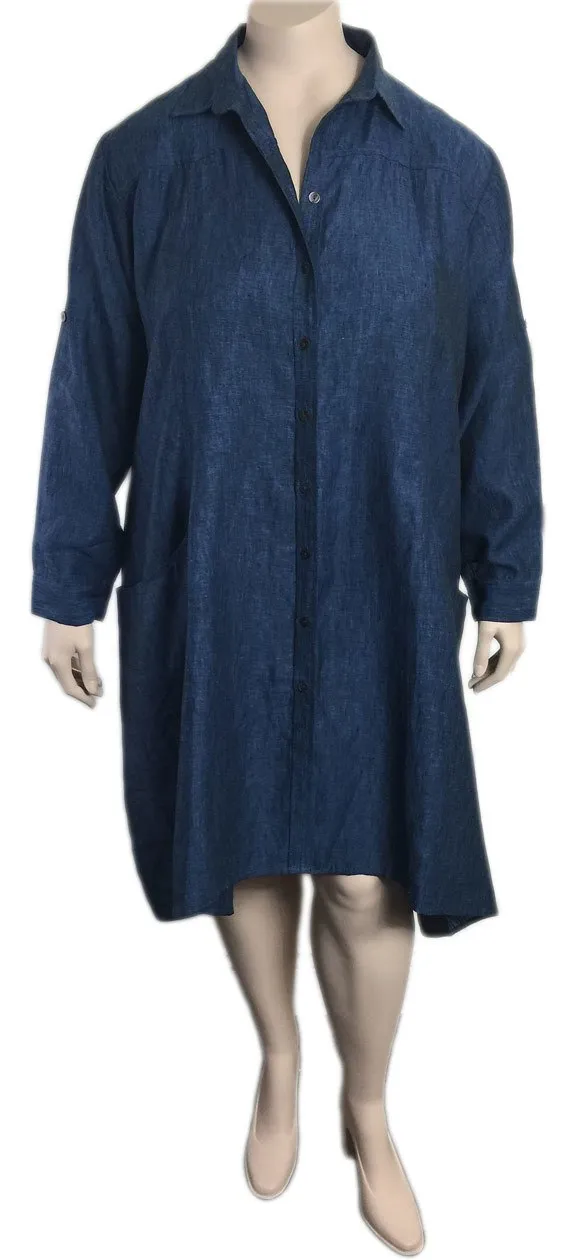 Bianco Levrin Italy Linen Shirtdress / Duster