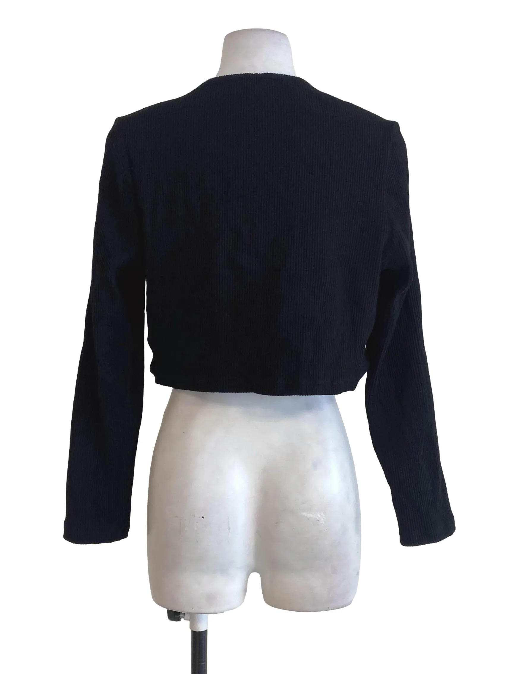 Black Knitted Overlapped Top