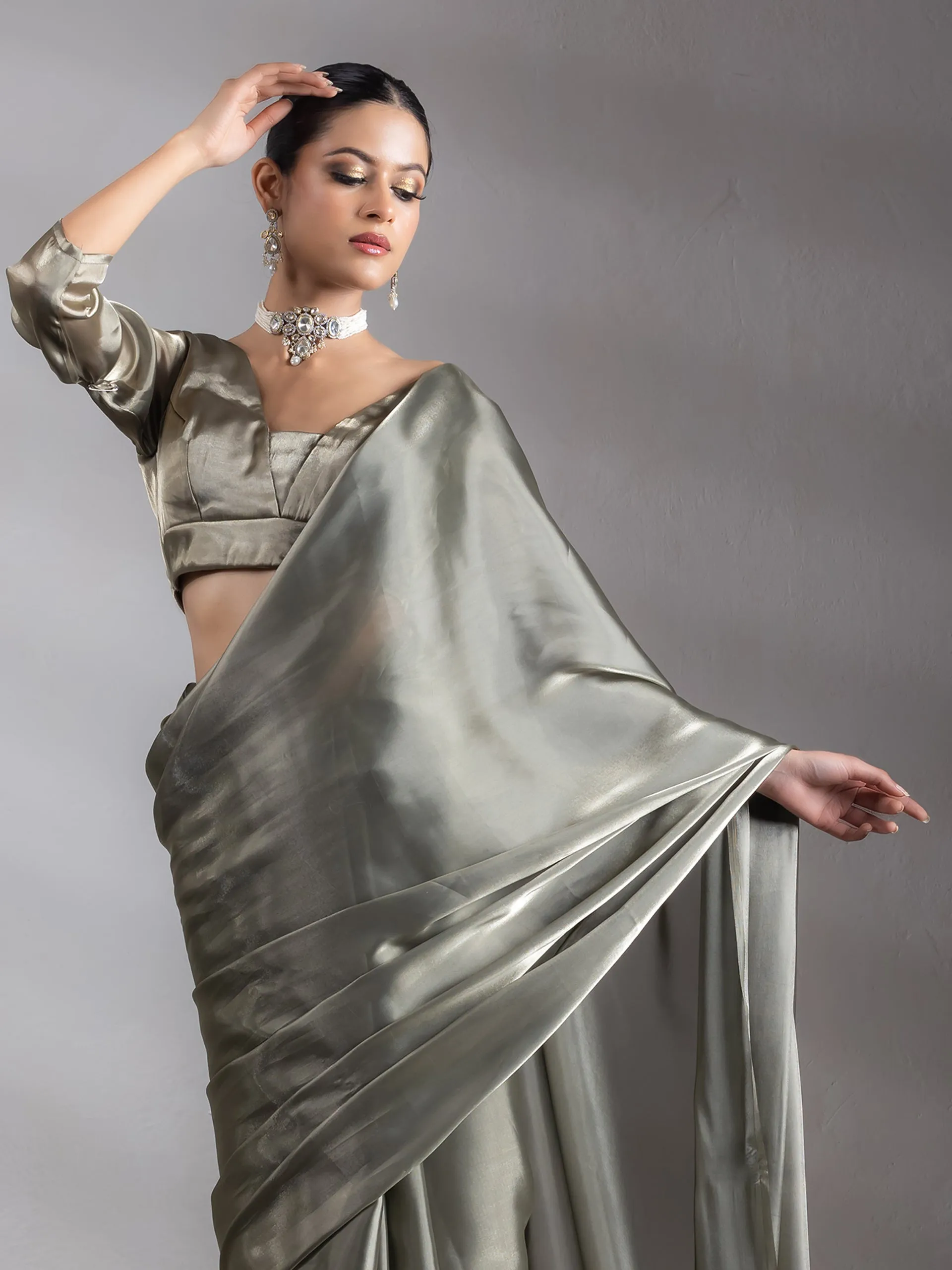 Blouse - Liquid Gold Organza V Neck
