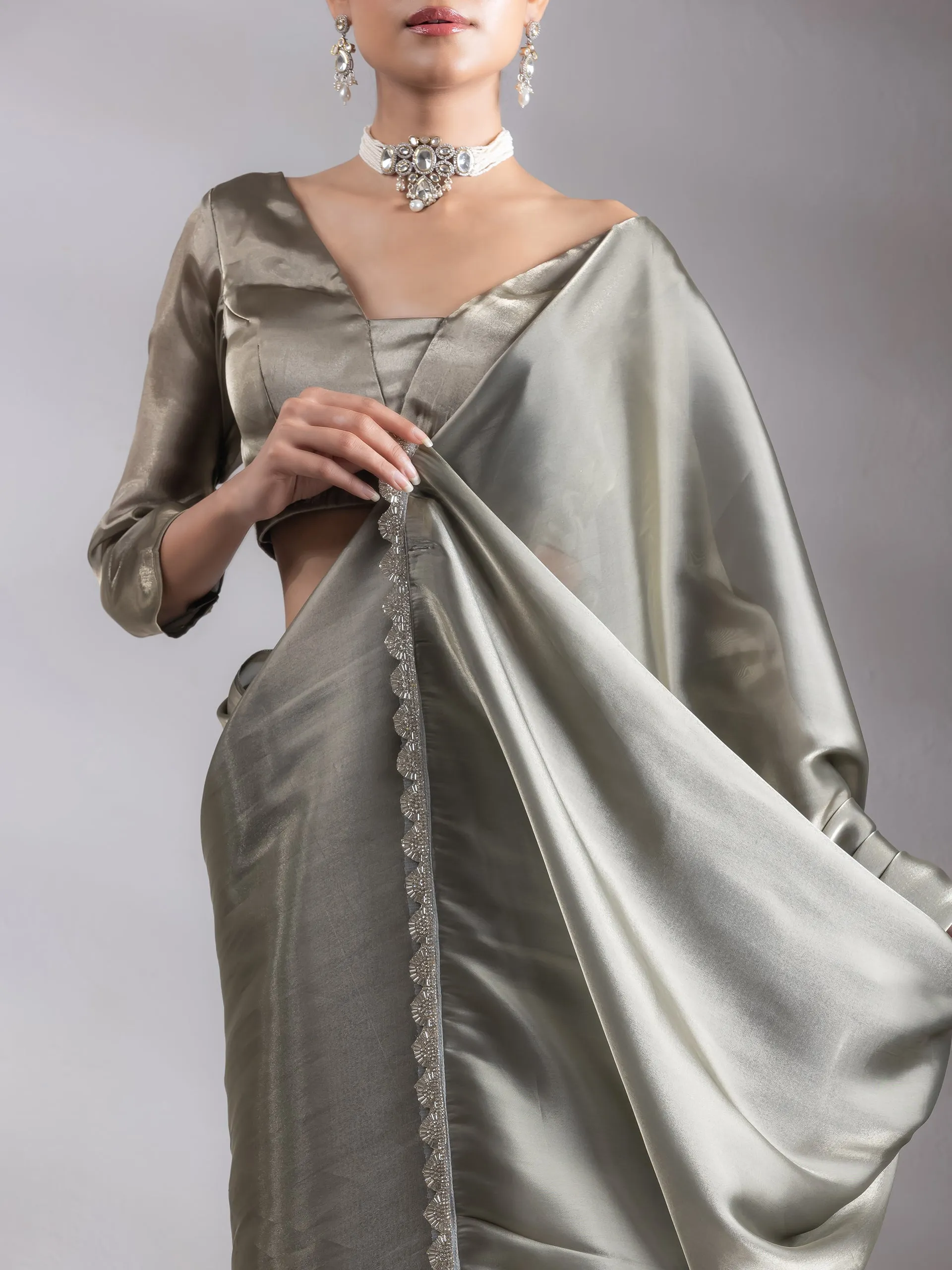Blouse - Liquid Gold Organza V Neck